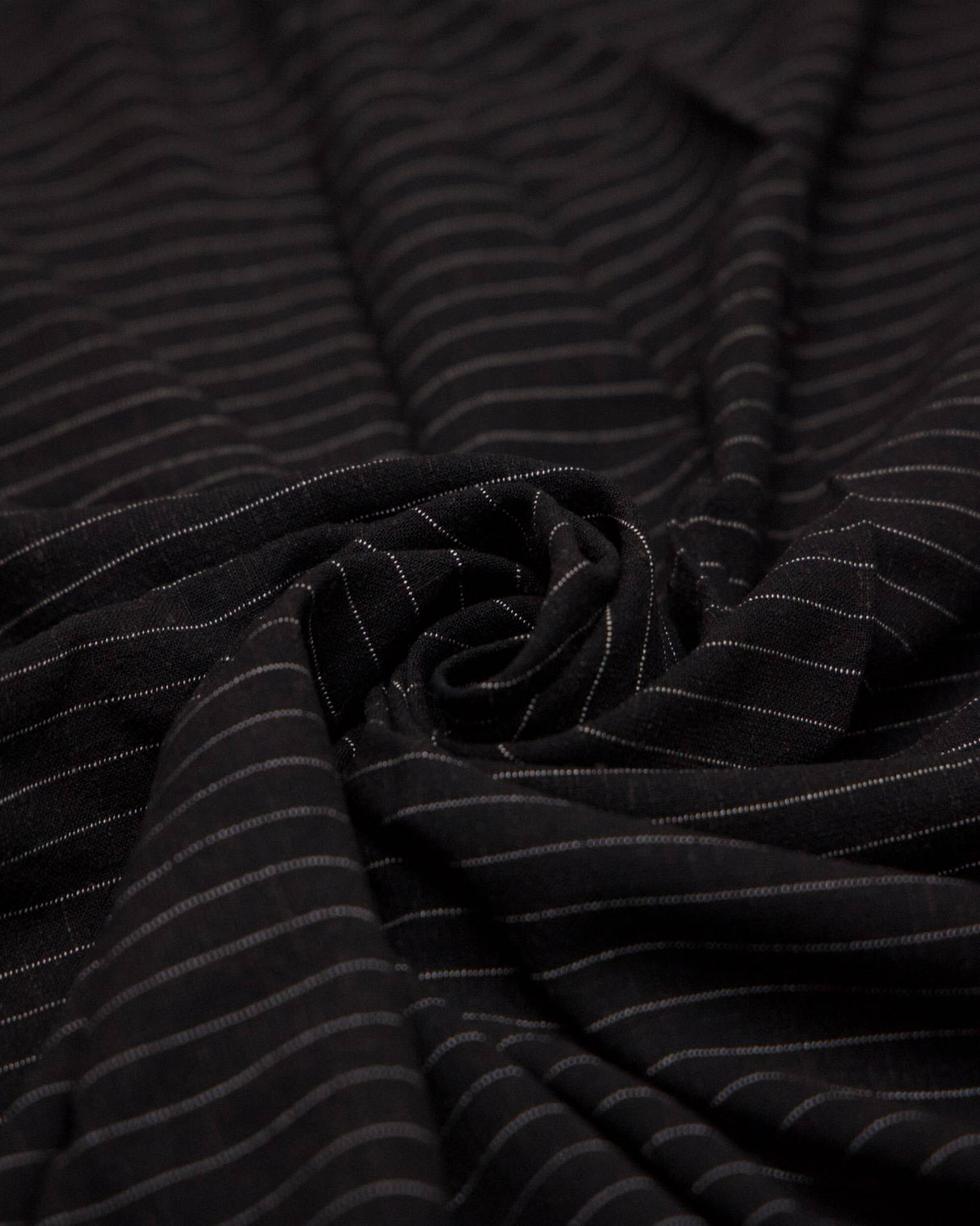 Black Pinstripe Linen Blend