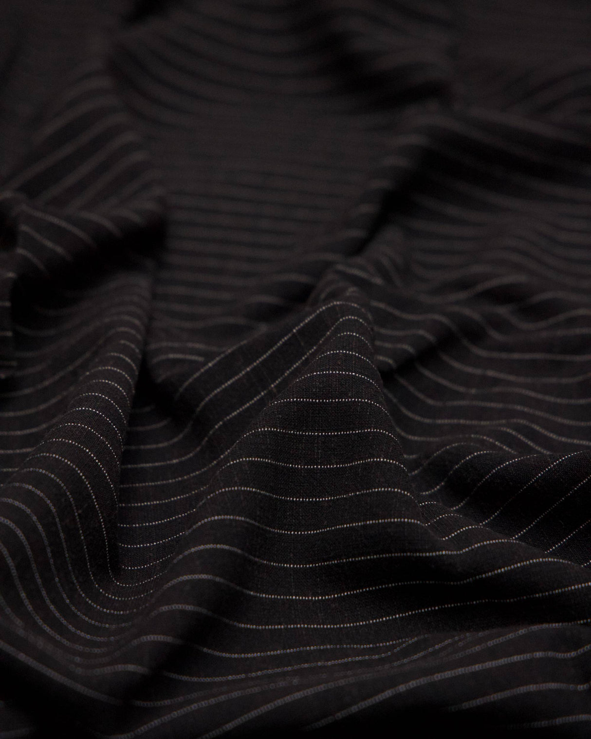 Black Pinstripe Linen Blend