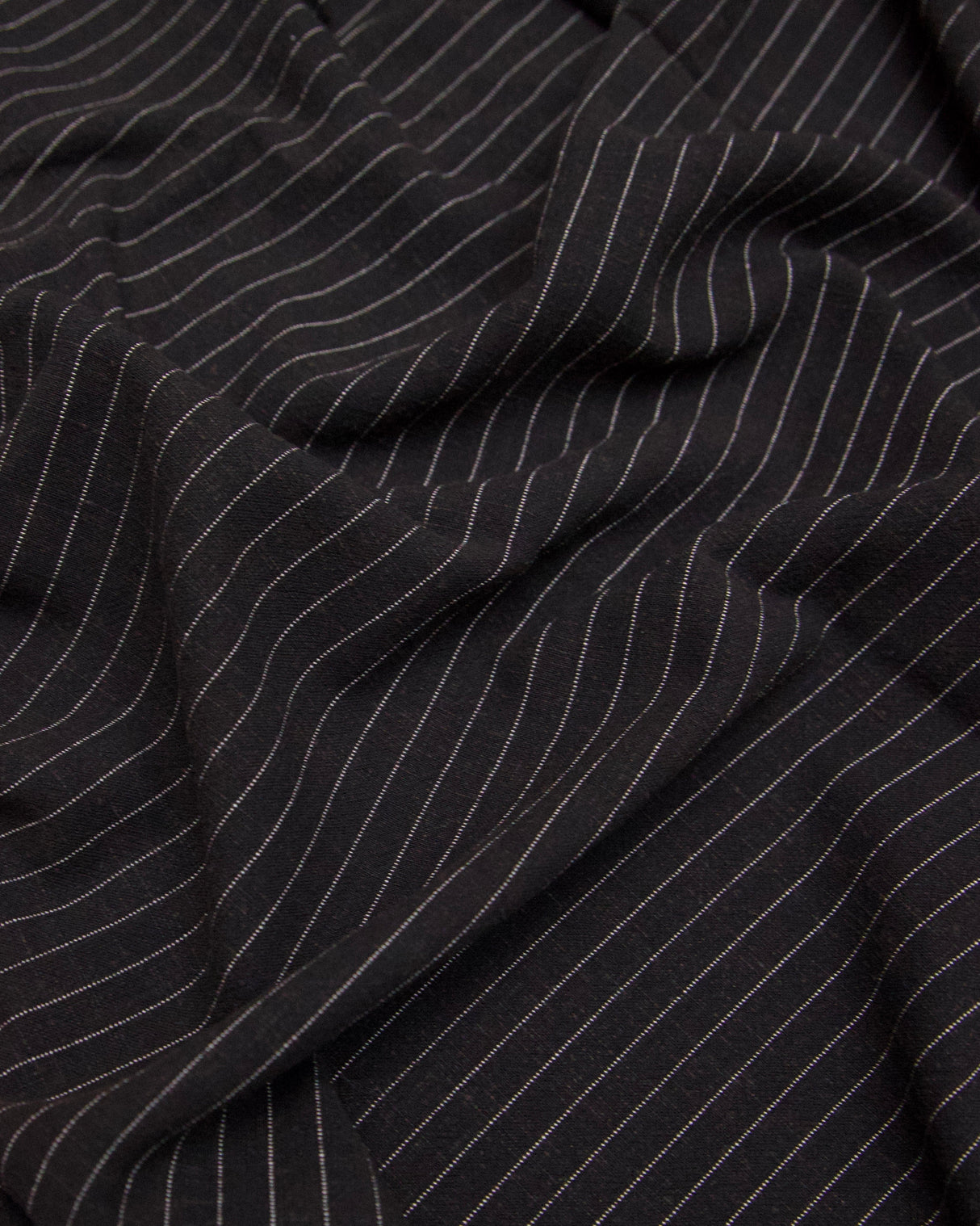 Chocolate Brown Pinstripe Linen Blend