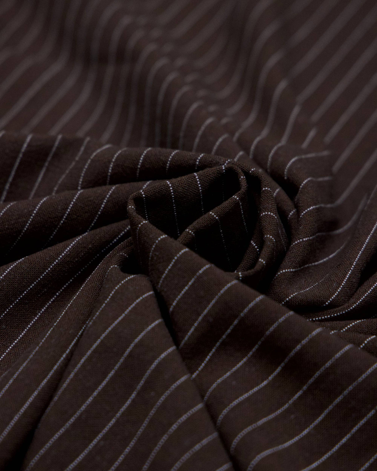 Chocolate Brown Pinstripe Linen Blend