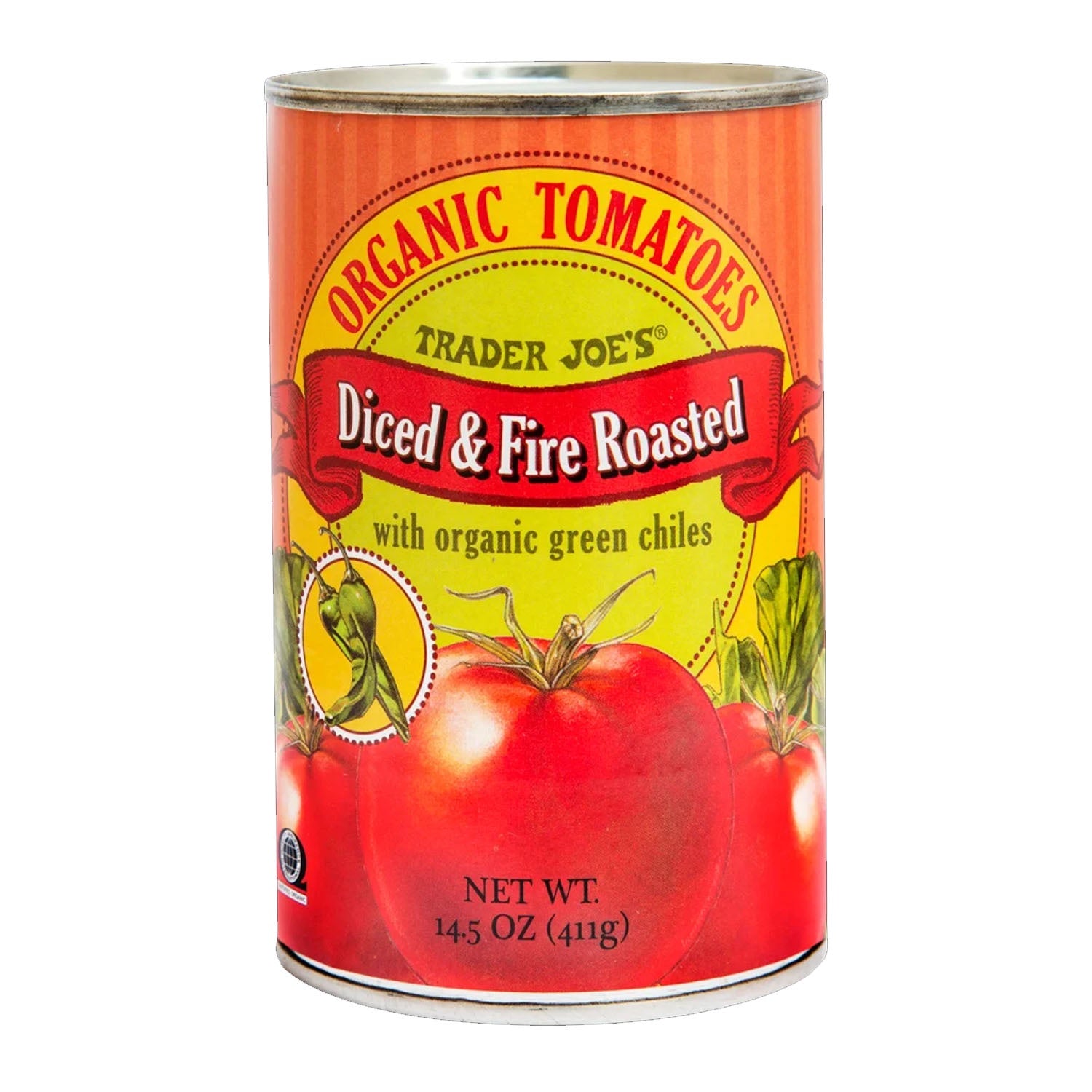 Trader Joe’s Organic Diced & Fire Roasted Tomatoes with Green Chiles (14.5 Oz)