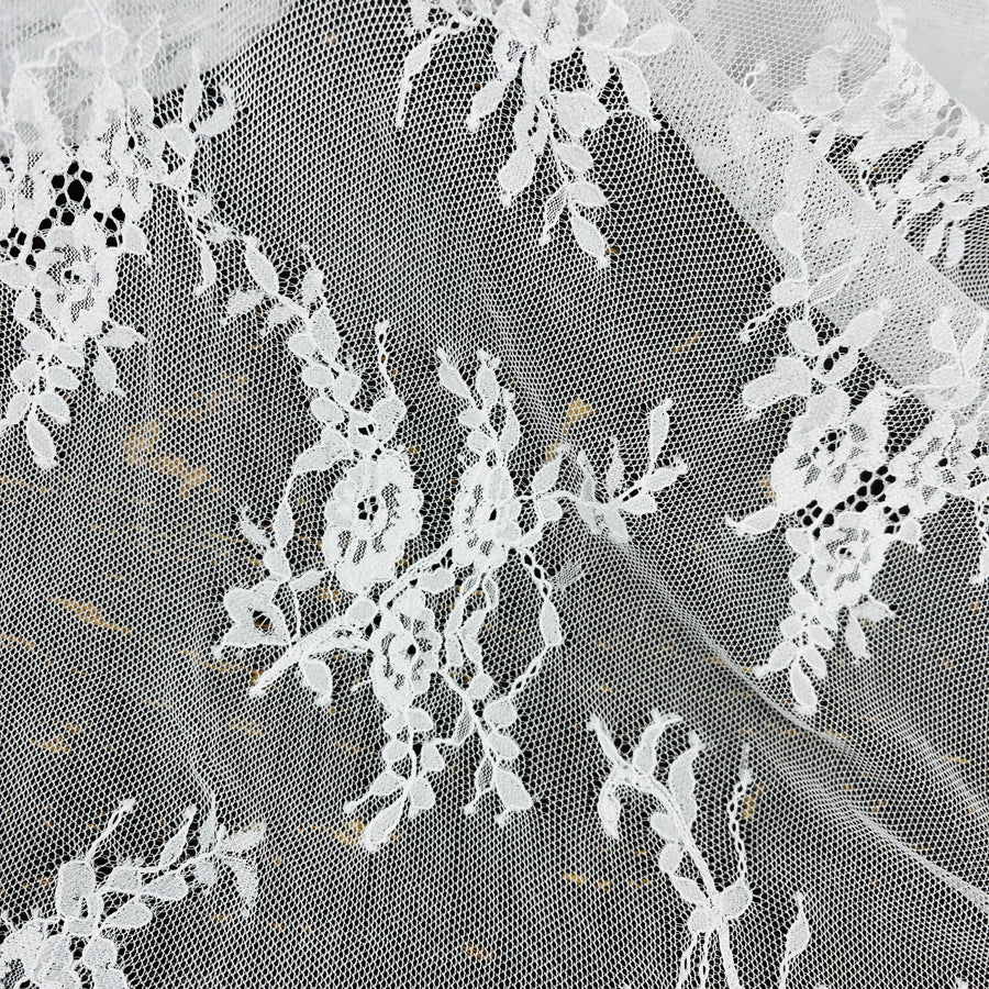 3 Yards Chantilly Embroidered Lace Fabric with Eyelash Scallop
