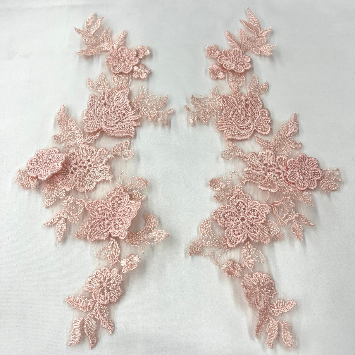 3D Floral Lace Applique on Polyester Net Mesh