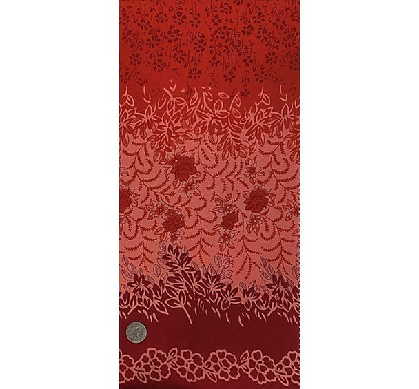 ১ গজ সুতির ভয়েল ফ্যাব্রিক ডাবল বর্ডার ফুচিয়া কমলা প্রিন্ট ৪৪/৪৫" প্রস্থের পোশাকের ফ্যাব্রিক