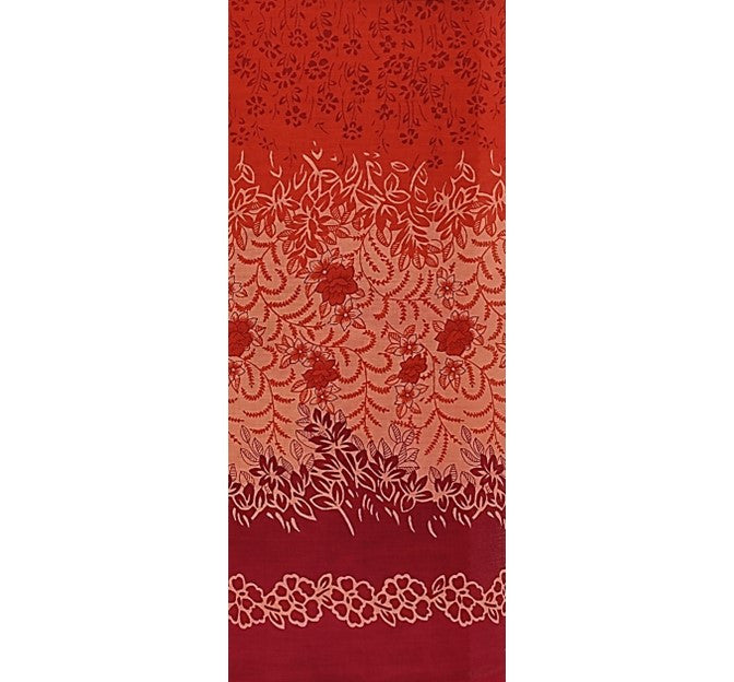 Cotton Voile 0H017 Double Border Cotton Fabric - Double Border, Fuchsia Orange, 44/45" Width (1 Yard)