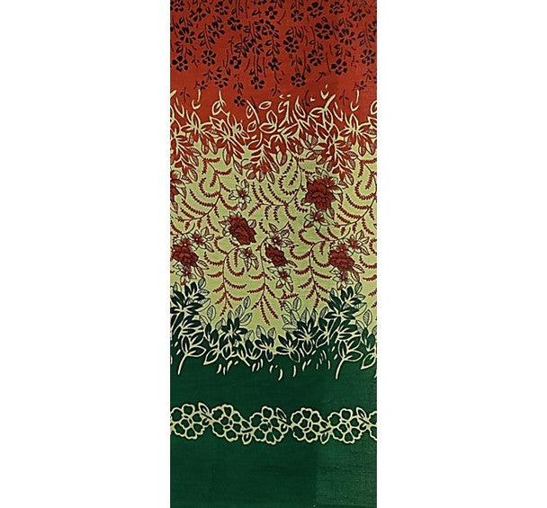 ১ গজ সুতির ভয়েল ফ্যাব্রিক ডাবল বর্ডার সবুজ কমলা প্রিন্ট ৪৪/৪৫" প্রস্থের পোশাকের ফ্যাব্রিক