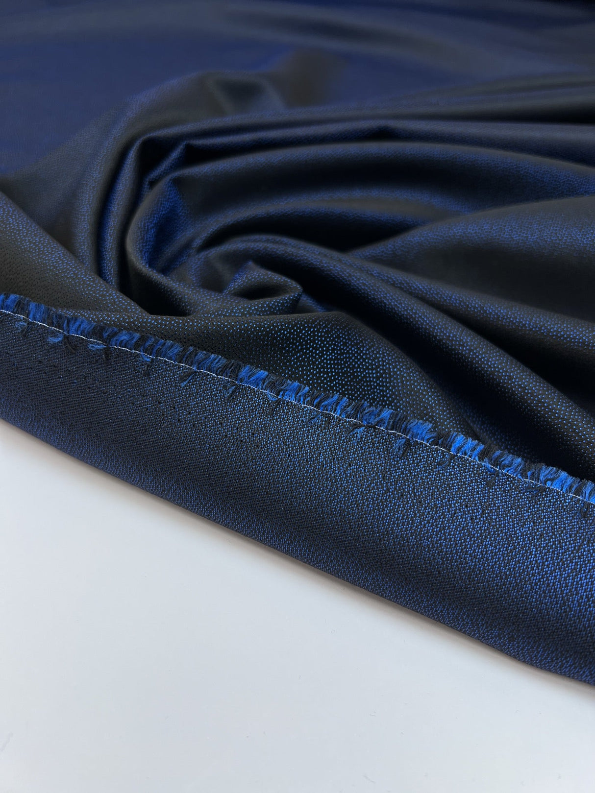 Wool Acetate Changeant Fabric Blue Black
