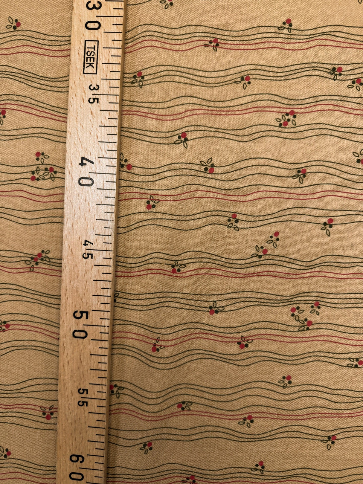 Printed Wool Fabric Brown Beige Stripes