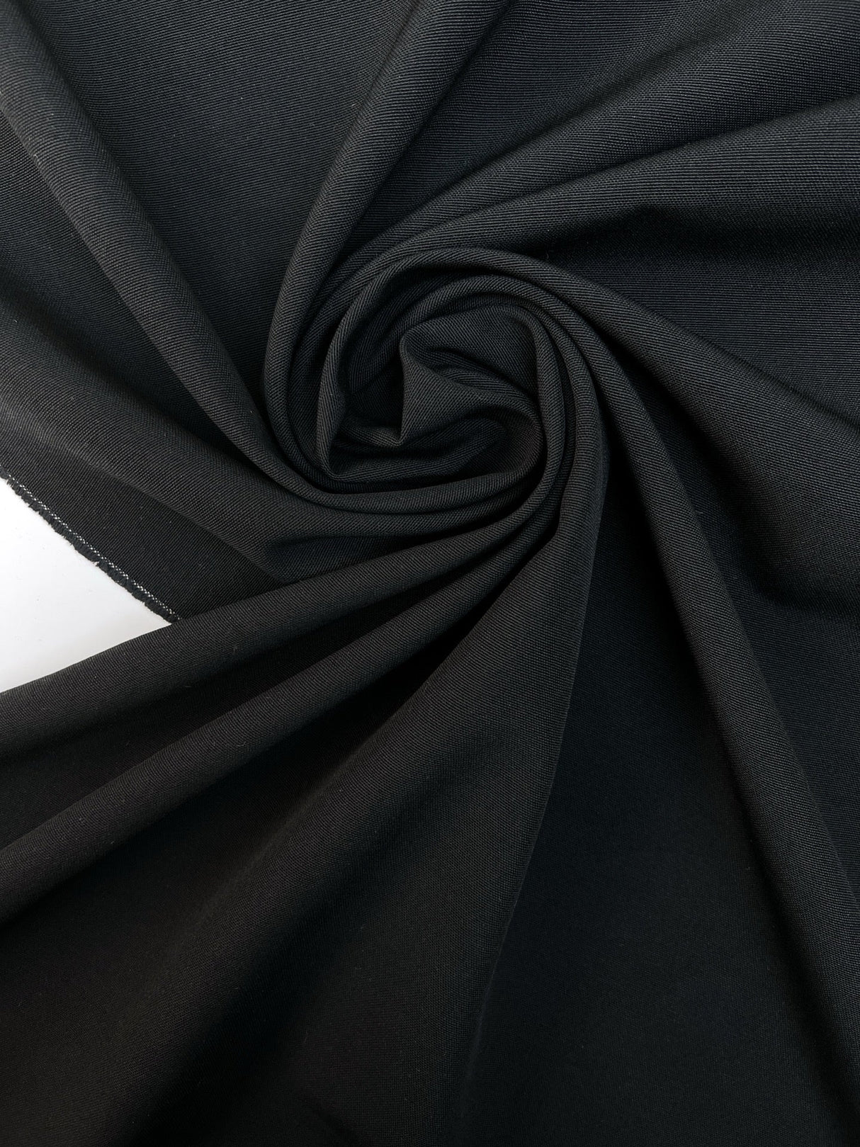 Black Wool Cotton Moiré Fabric