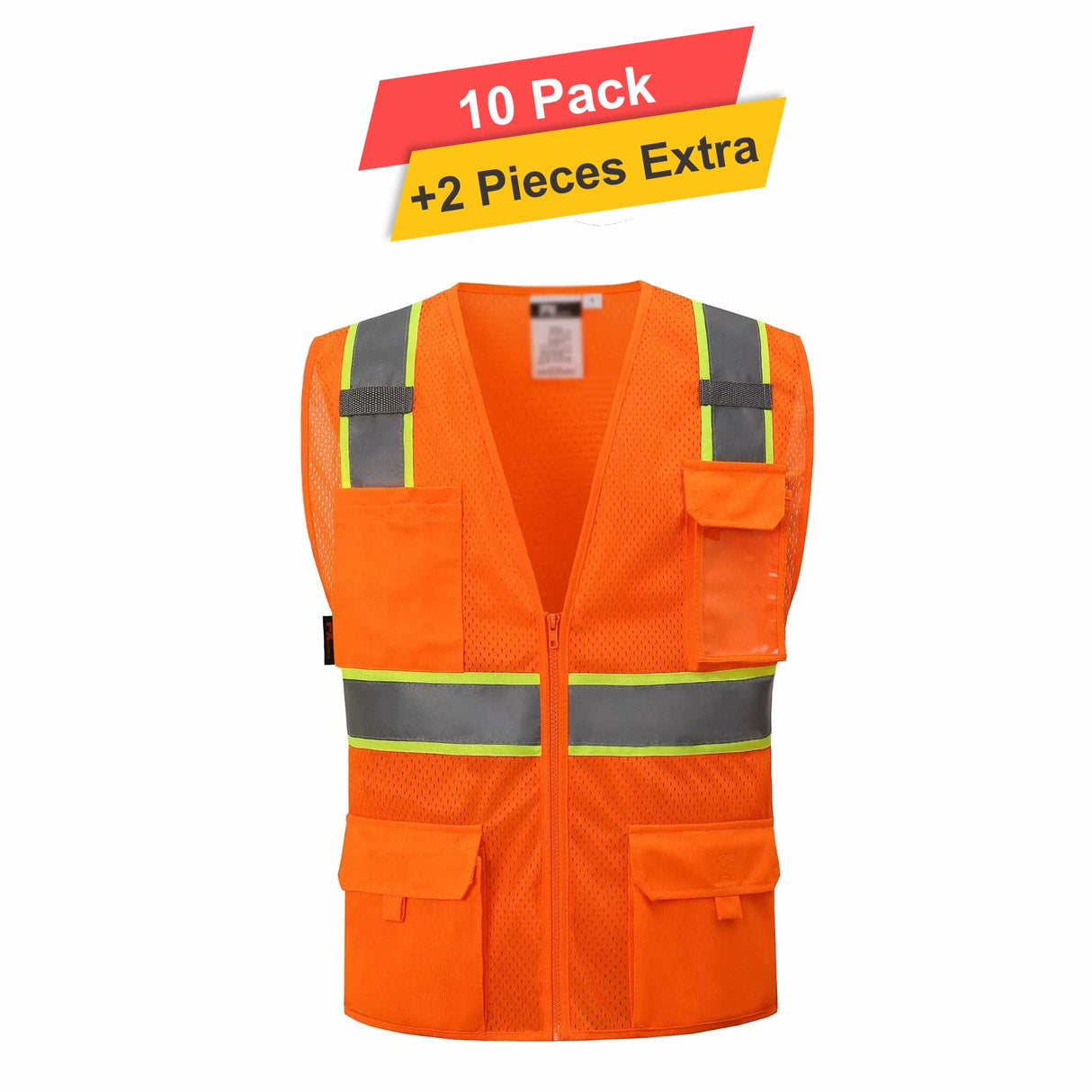 Tricot Reflective Vest with Liner - 10 Pack - 3.5oz - 100% Polyester