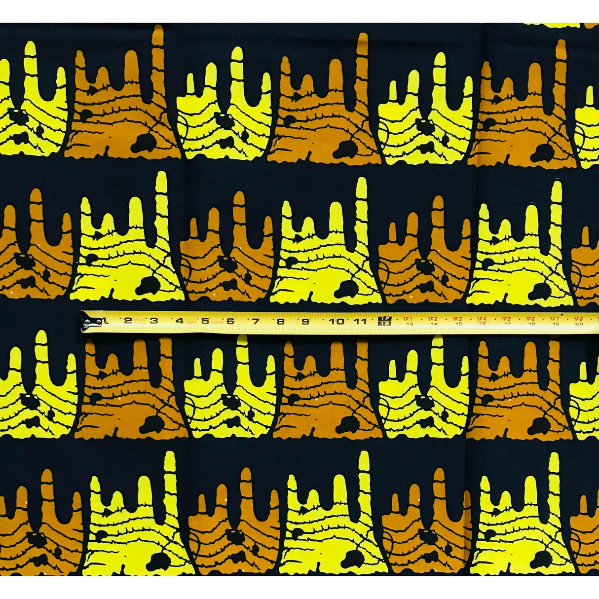 Njoya’s Might 100% Cotton Fabric - Brown, Yellow, Black Double-Sided Print, 46" Width (Per Yard)