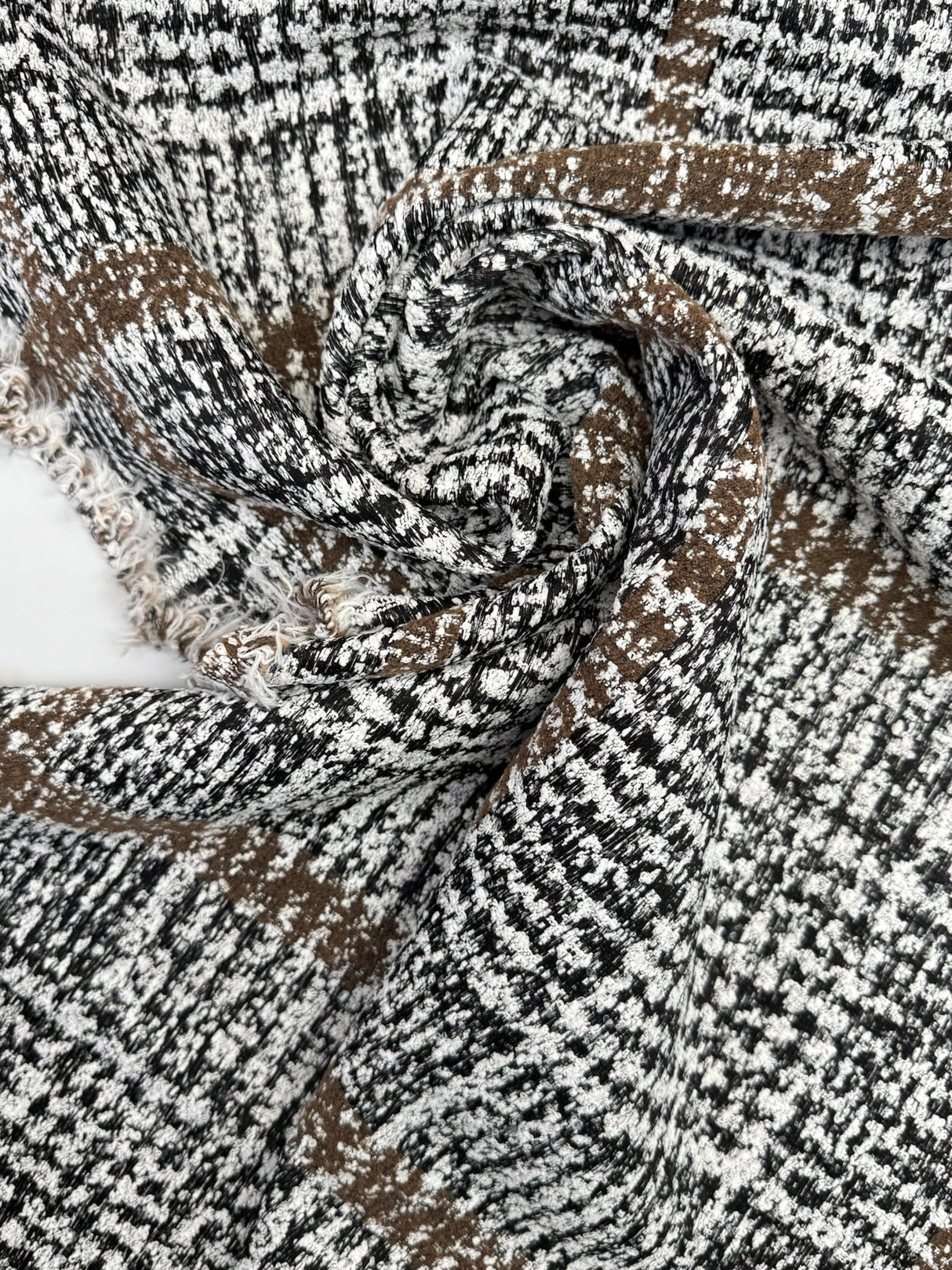 Wool Cotton Tweed Striped Checked Gray