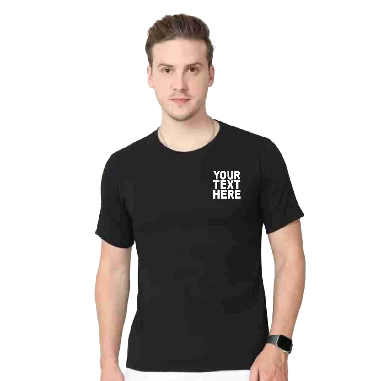 Pack: 12 Fast Custom Double-Sided T-Shirts – Print Your Text or Logo (Black)