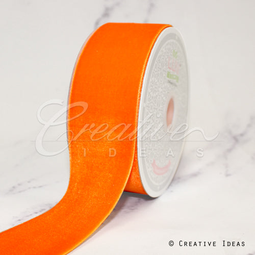 1 1/2" Bright Velvet Ribbon-7 Yds (Orange)