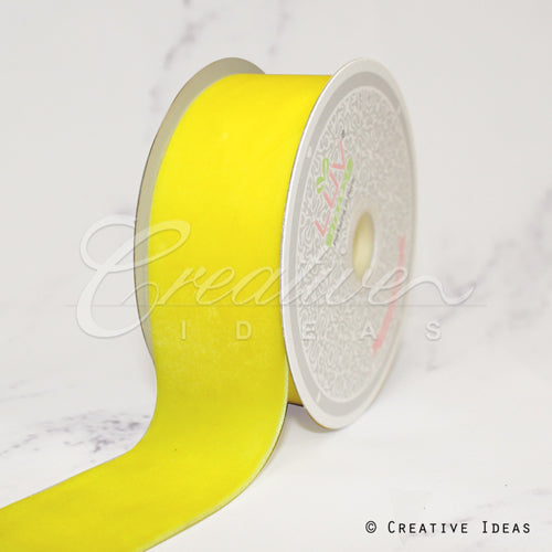 1 1/2" Bright Velvet Ribbon-7 Yds (Yellow)