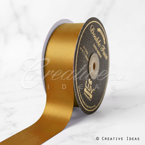 1 1/2" Double Face Satin-25 Yds (Antique Gold)