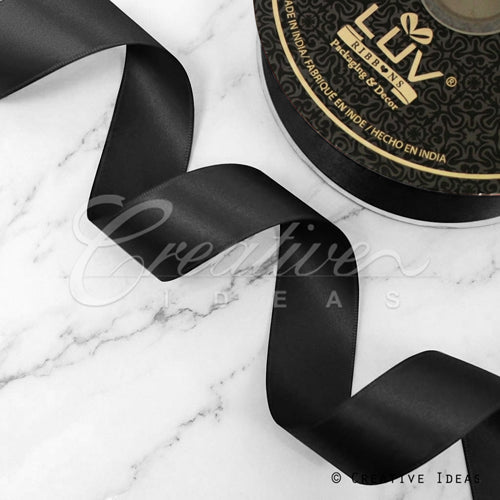 1 1/2" Double Face Satin-25 Yds (Black)