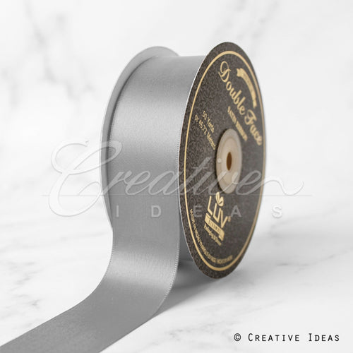 1 1/2" Double Face Satin-25 Yds (Silver)