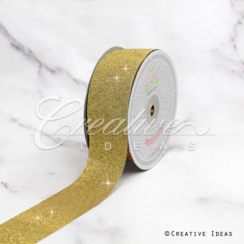 1 1/2" Metallic Taffeta - 25 Yards (Gold)