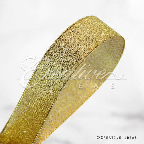 1 1/2" Metallic Taffeta - 25 Yards (Gold)
