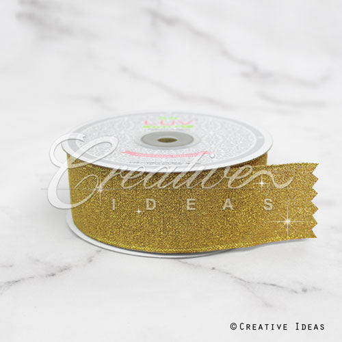 1 1/2" Metallic Taffeta - 25 Yards (Gold)