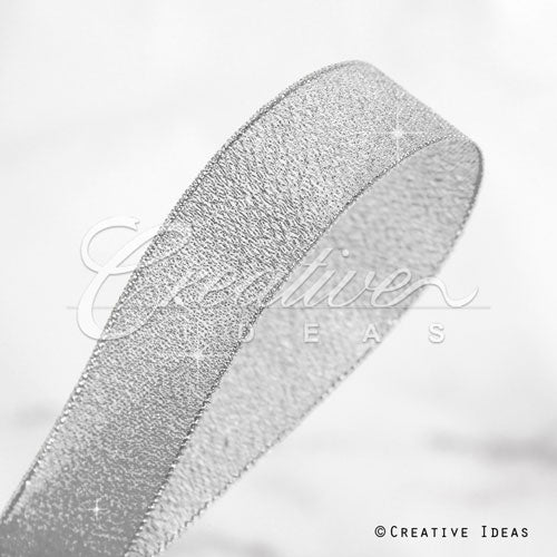 1 1/2" Metallic Taffeta - 25 Yards (Silver)