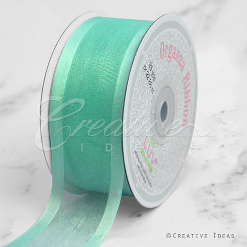 1 1/2" Organza With Satin Edge Ribbon - 25 Yards (Aqua)