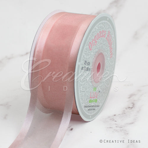 1 1/2" Organza With Satin Edge Ribbon - 25 Yards (Blush)
