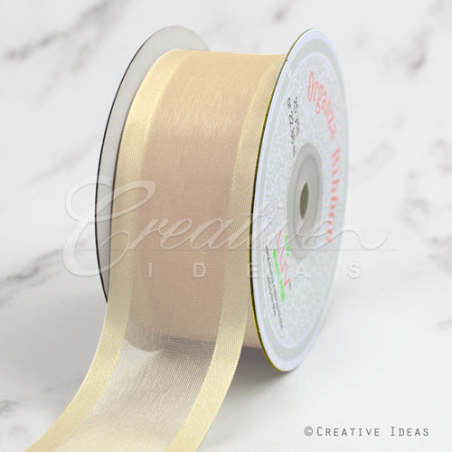 1 1/2" Organza With Satin Edge Ribbon - 25 Yards (Ivory)