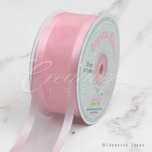 1 1/2" Organza With Satin Edge Ribbon - 25 Yards (Light Pink)