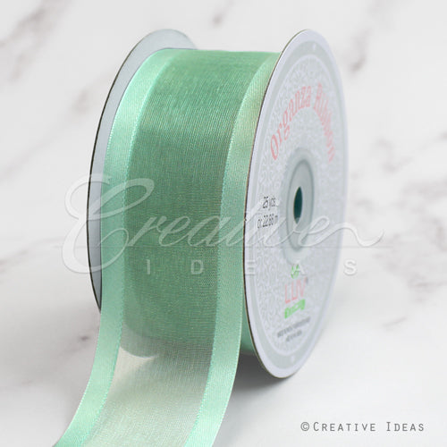 1 1/2" Organza With Satin Edge Ribbon - 25 Yards (Mint Green)