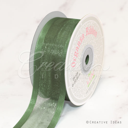 1 1/2" Organza With Satin Edge Ribbon - 25 Yards (Moss Green)