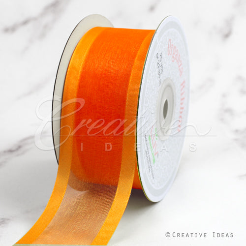 1 1/2" Organza With Satin Edge Ribbon - 25 Yards (Orange)