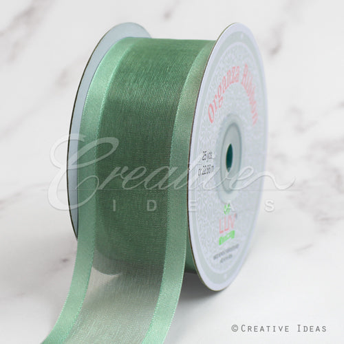 1 1/2" Organza With Satin Edge Ribbon - 25 Yards (Sage)