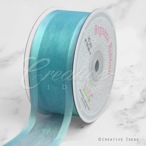 1 1/2" Organza With Satin Edge Ribbon - 25 Yards (Tropic Blue)
