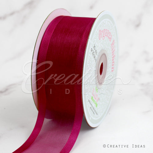 1 1/2" Organza With Satin Edge Ribbon - 25 Yards (Wine)