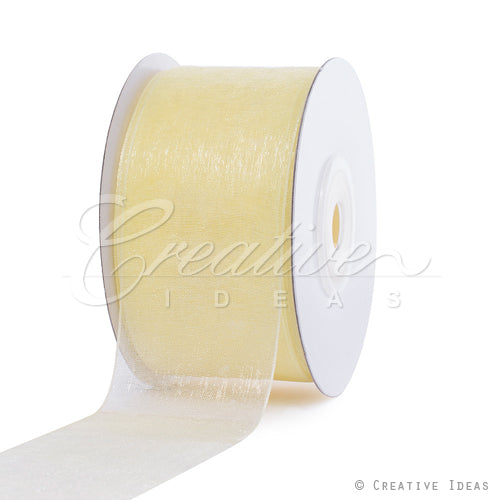 1 1/2" Plain Organza Sheer Ribbons - 25 Yards (Baby Maize)