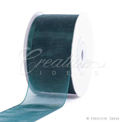 1 1/2" Plain Organza Sheer Ribbons - 25 Yards (Hunter Green)