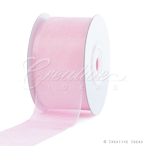 1 1/2" Plain Organza Sheer Ribbons - 25 Yards (Light Pink)