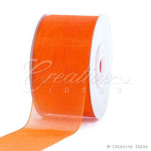 1 1/2" Plain Organza Sheer Ribbons - 25 Yards (Orange)