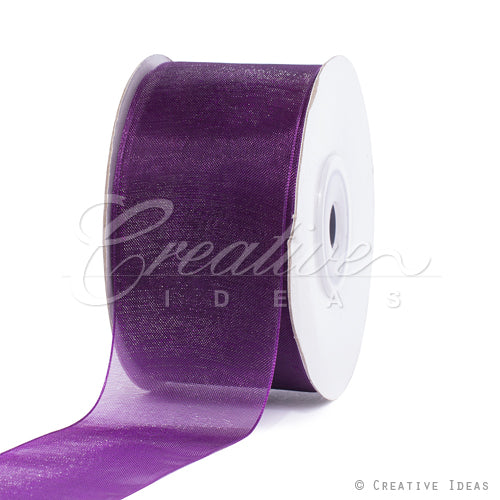 1 1/2" Plain Organza Sheer Ribbons - 25 Yards (Plum)