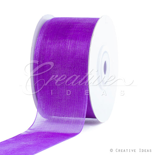 1 1/2" Plain Organza Sheer Ribbons - 25 Yards (Purple)