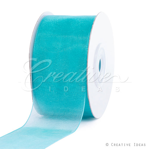 1 1/2" Plain Organza Sheer Ribbons - 25 Yards (Tropic Blue)