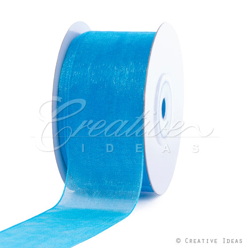 1 1/2" Plain Organza Sheer Ribbons - 25 Yards (Turquoise)
