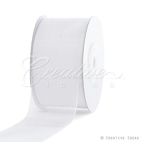 1 1/2" Plain Organza Sheer Ribbons - 25 Yards (White)