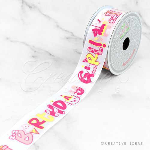 1 1/2" Satin Birthday Ribbon-10 Yds (Pink)