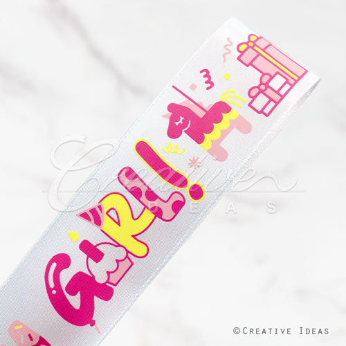 1 1/2" Satin Birthday Ribbon-10 Yds (Pink)