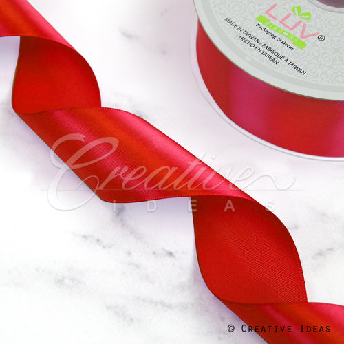 1 1/2" Single Face Satin-50 Yds (Vibrant Red)