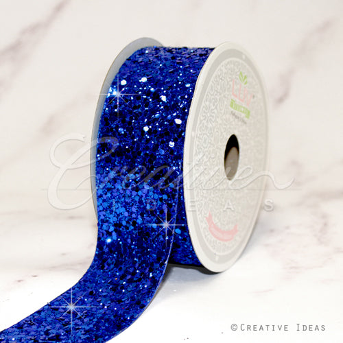 1 1/2" Sparkly Sequins Ribbon-10 Yds (Royal Blue)
