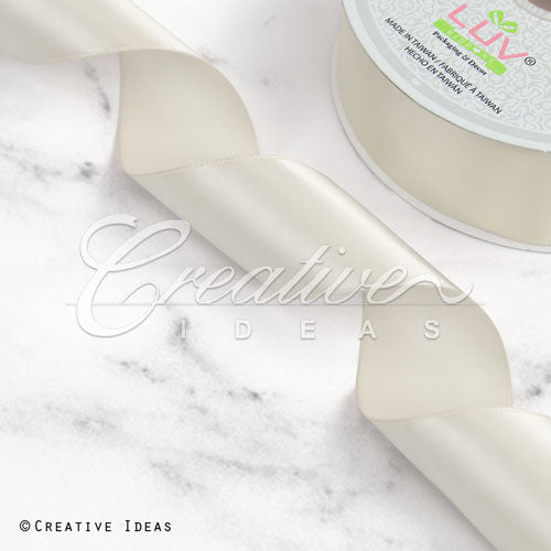 1 1/2" Single Face Satin Ribbon - 50 Yards (Antique White)